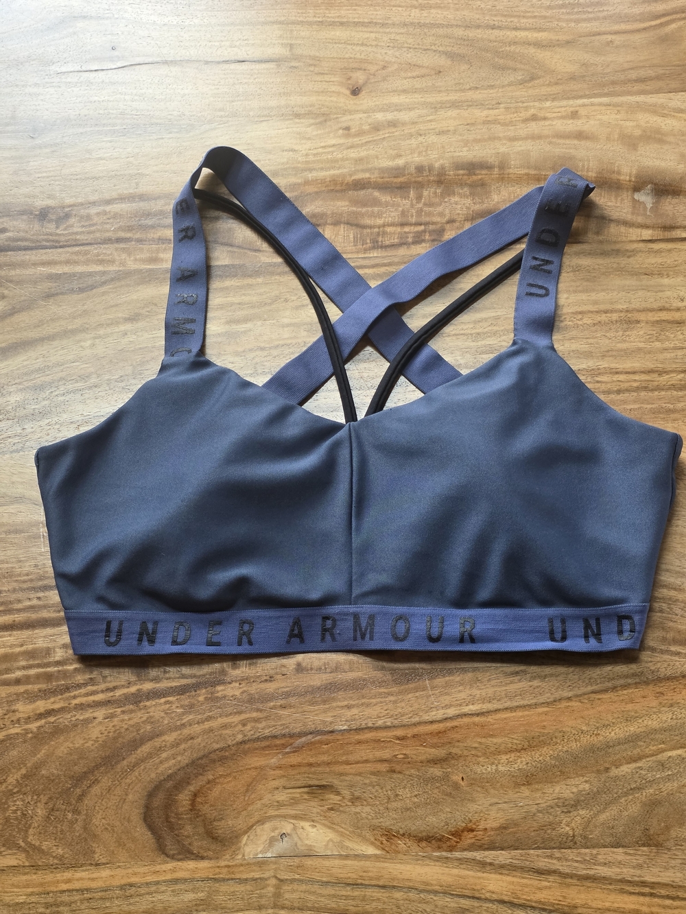 Under Armour Women's Wordmark Strappy Sports Bra Women's Large In Navy